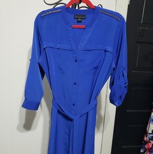 Electric blue shirt dress